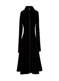 Robe à manches longues en velours - Noir