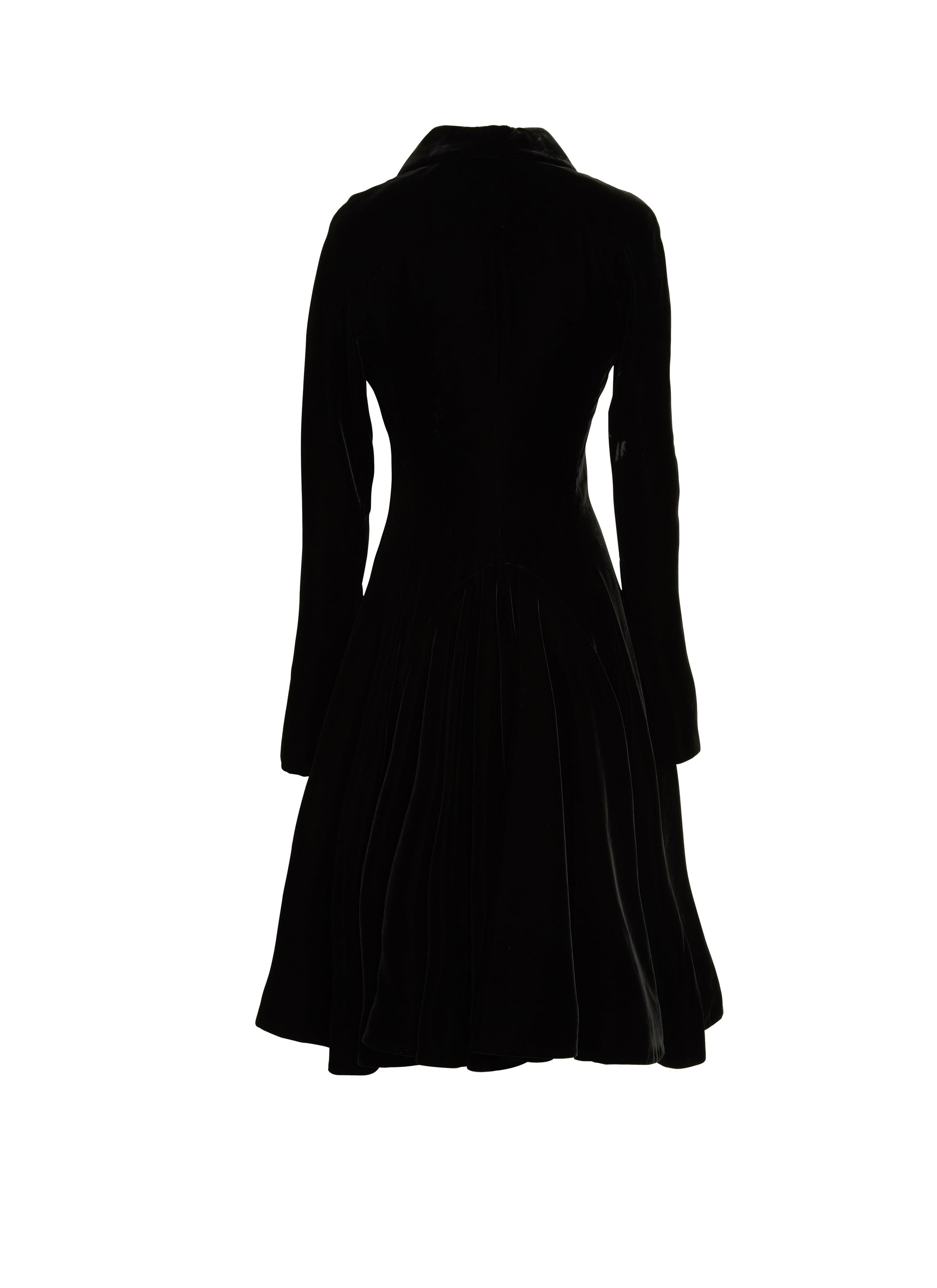 Robe à manches longues en velours - Noir