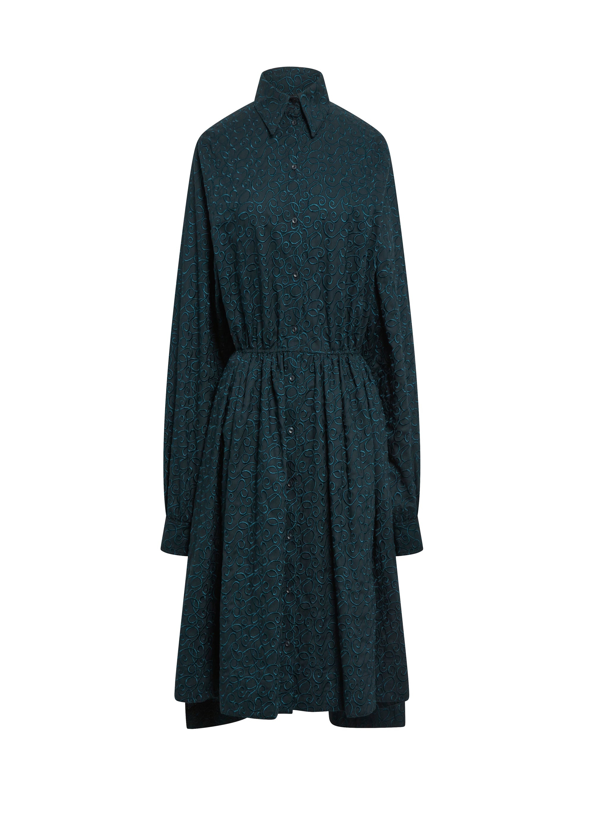 Robe à manches longues en laine - Petrole foncé