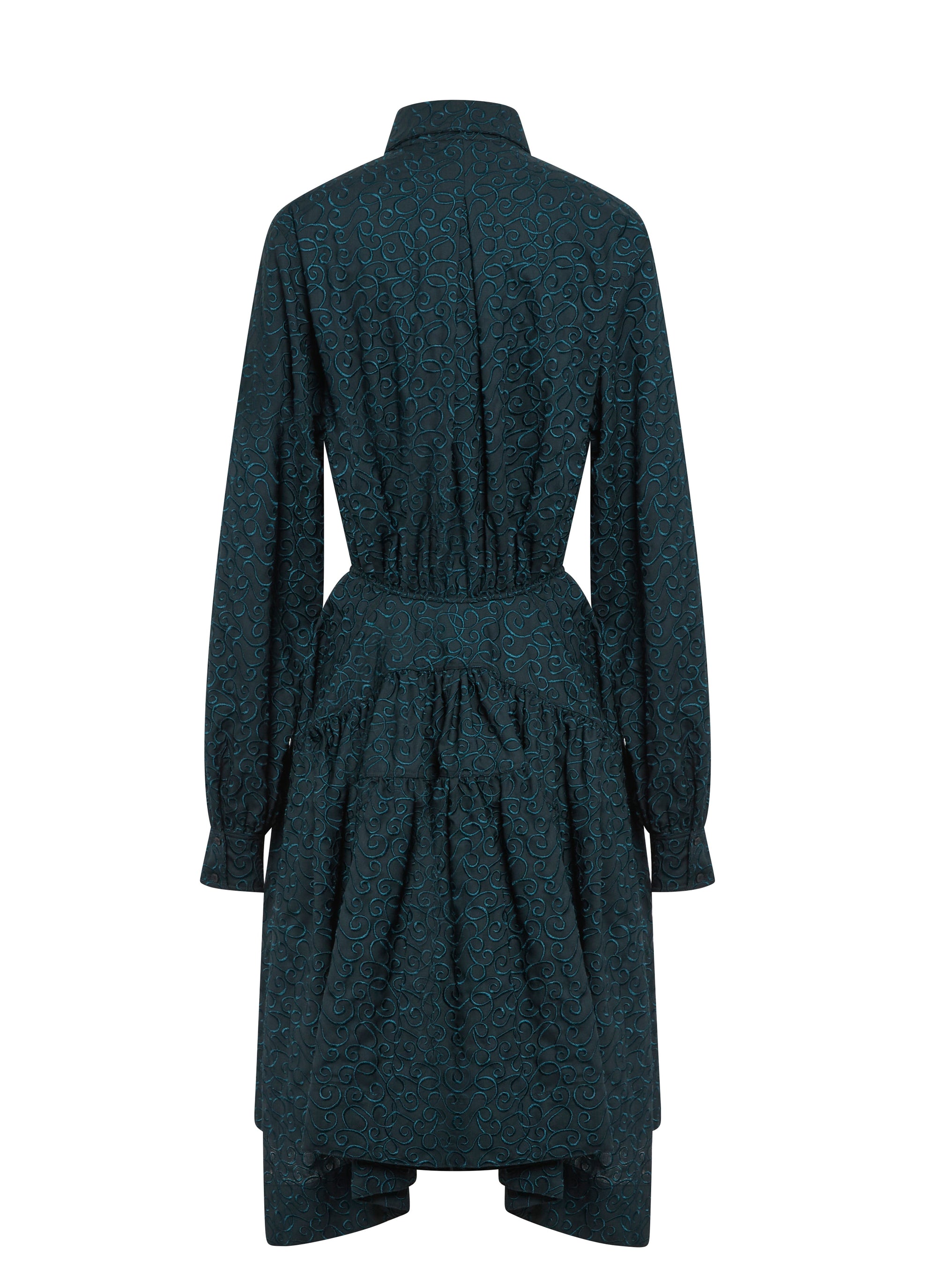 Robe à manches longues en laine - Petrole foncé