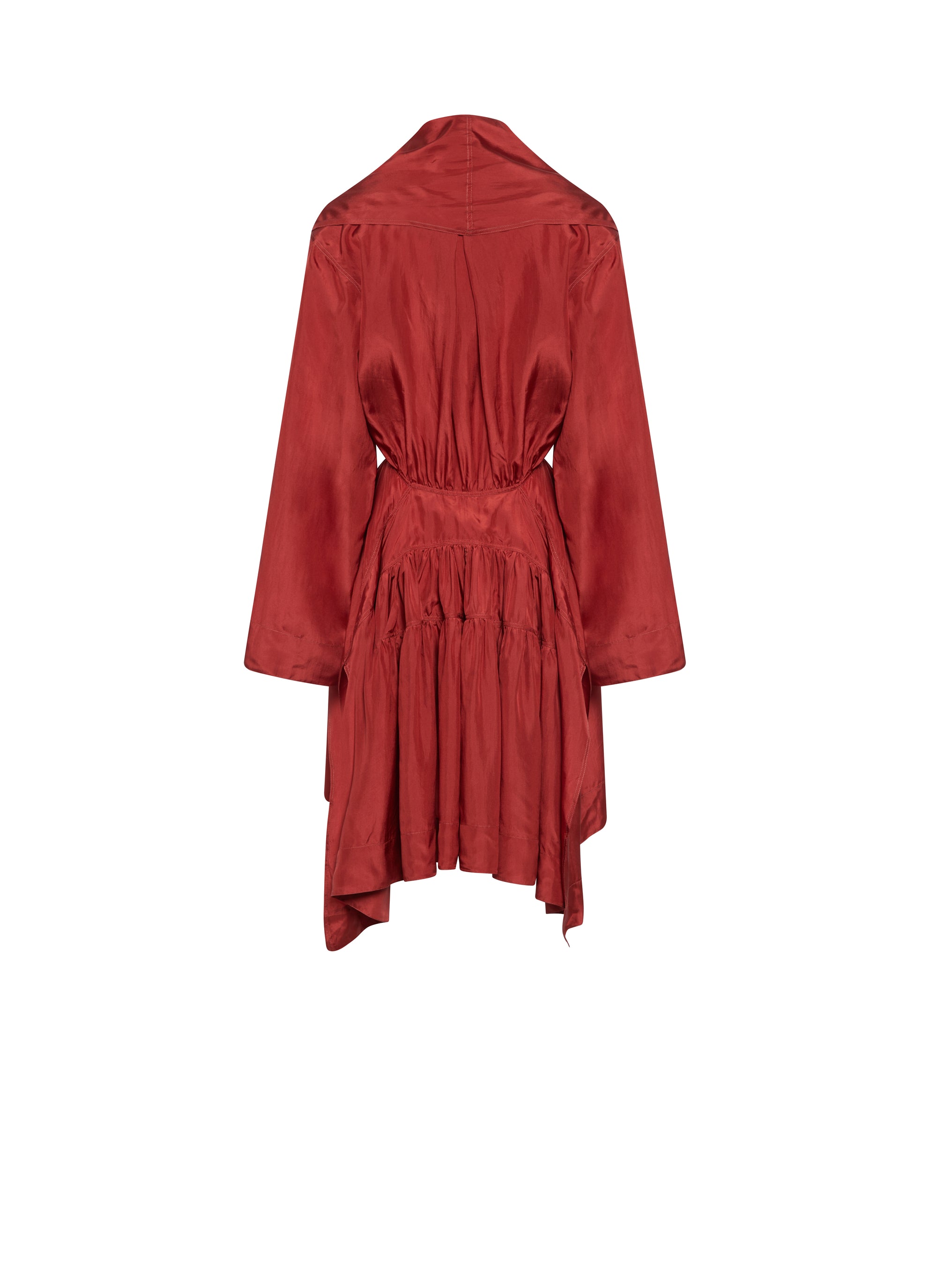 Robe kimono à manches longues en soie - Rouge Foncé