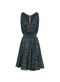 Robe sans manches Zebra en soie - Noir & Vert