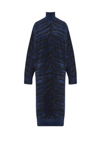 Robe à manches longues en laine - Noir & Bleu