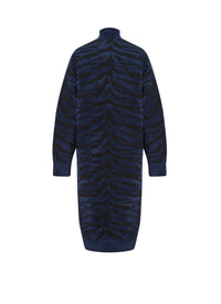Robe à manches longues en laine - Noir & Bleu