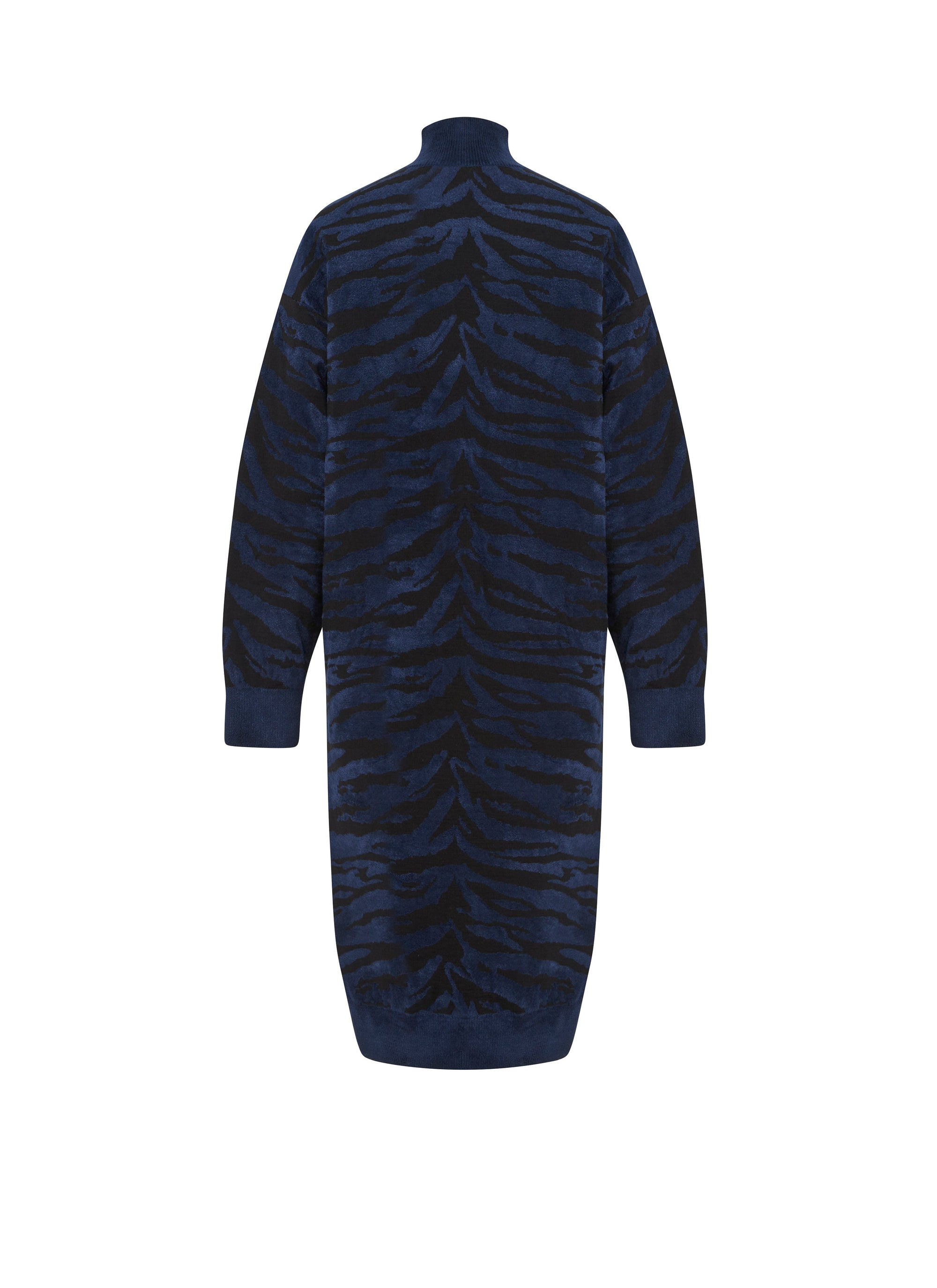Robe à manches longues en laine - Noir & Bleu