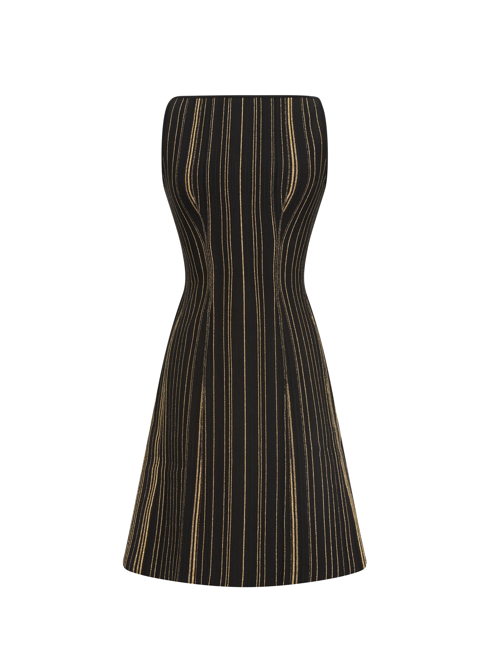 Robe sans manches texturée à rayures - Noir & Or