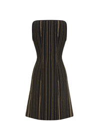 Robe sans manches texturée à rayures - Noir & Or