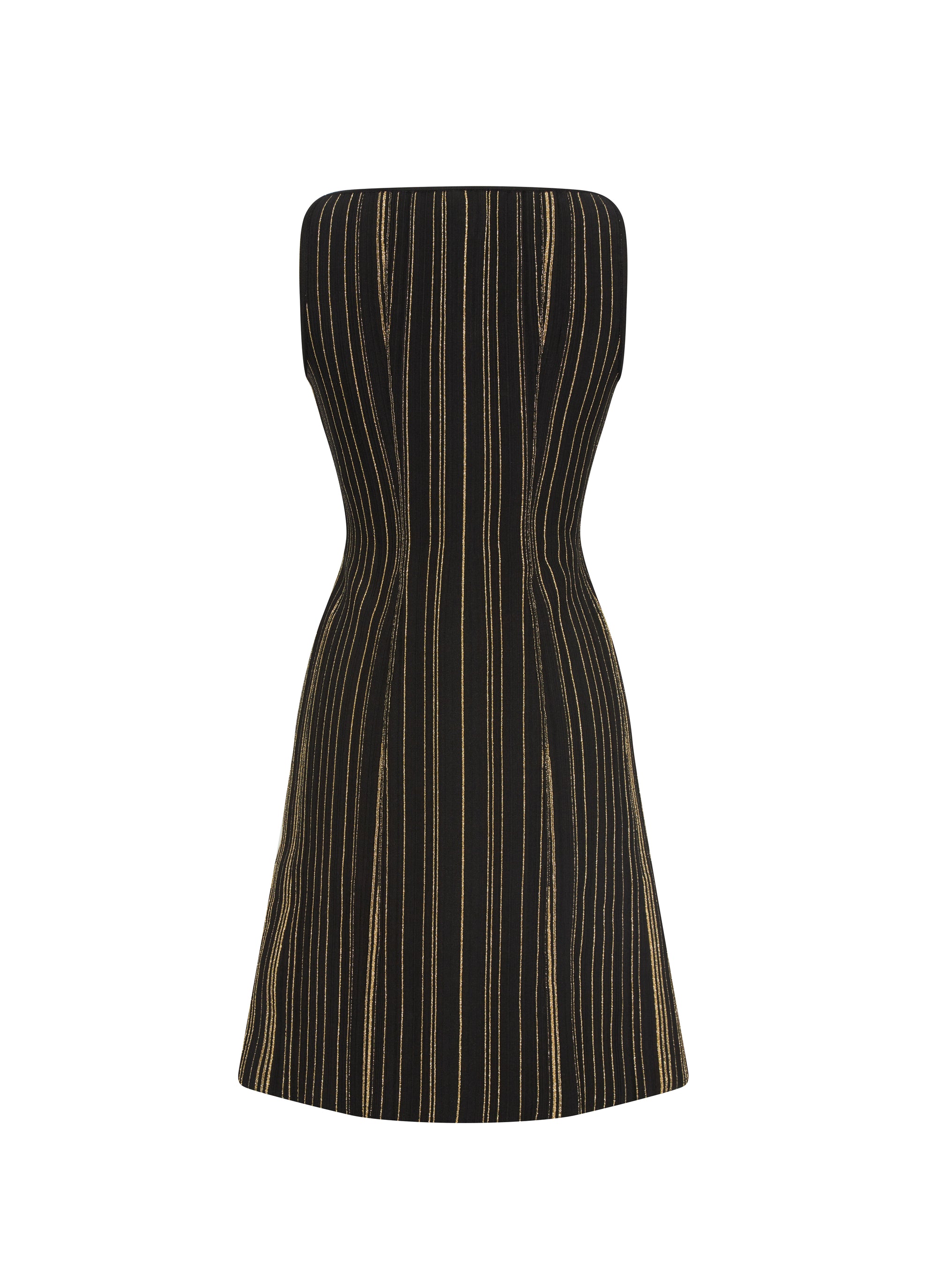 Robe sans manches texturée à rayures - Noir & Or