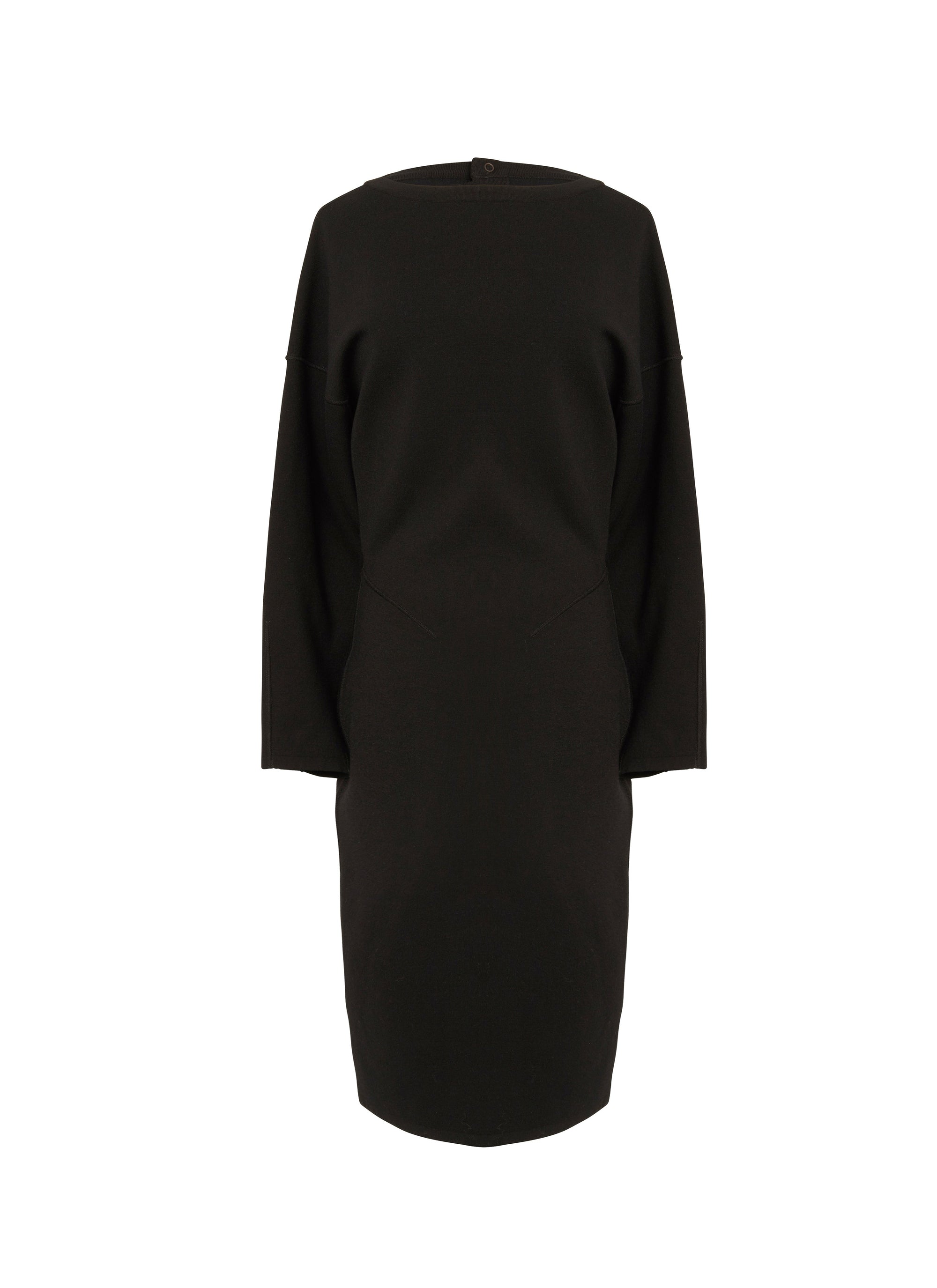 Long-sleeved wool dress - Intense Black