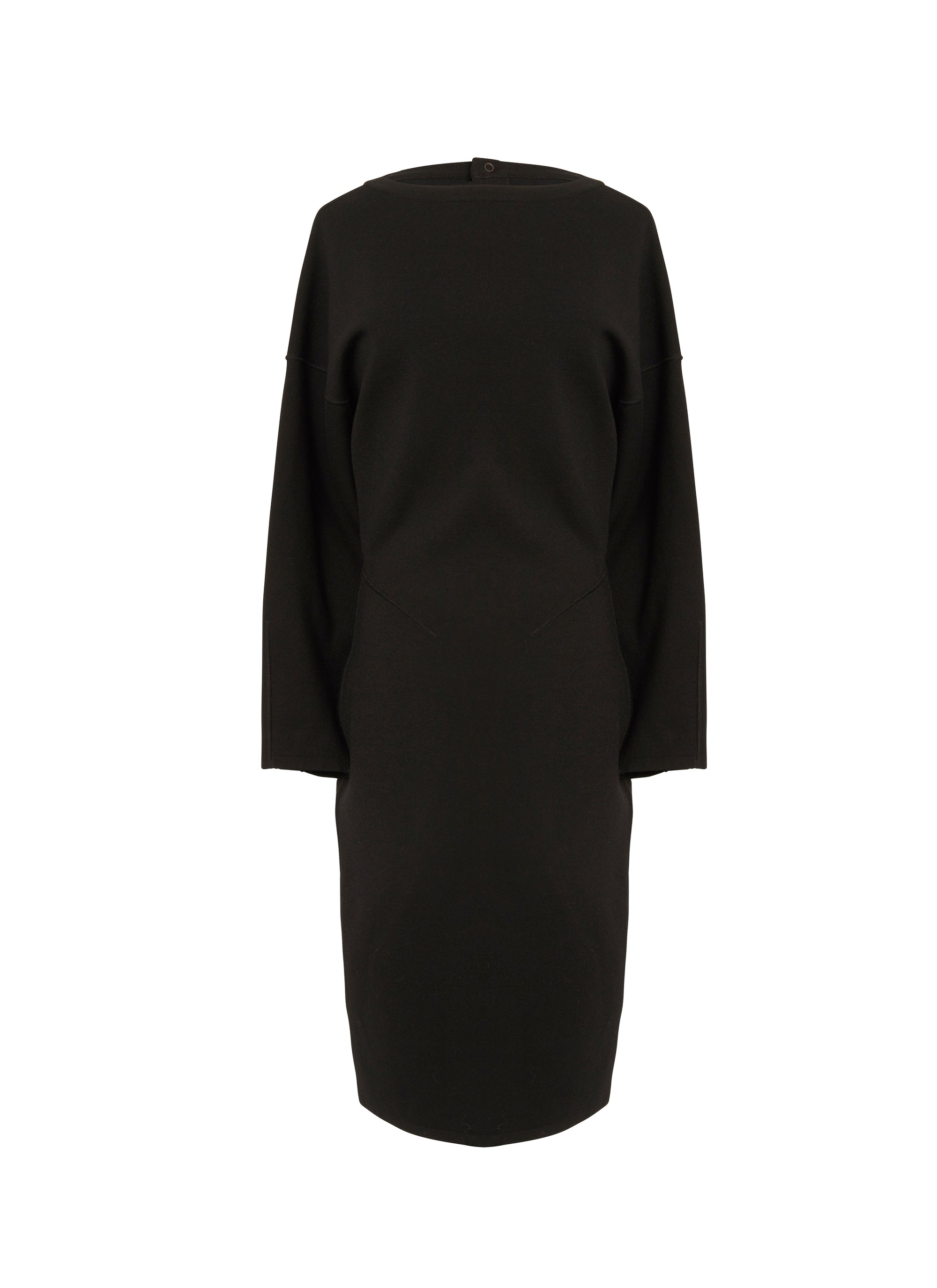Long-sleeved wool dress - Black