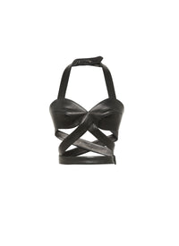 Soutien-gorge à fermeture par boucle en cuir - Noir