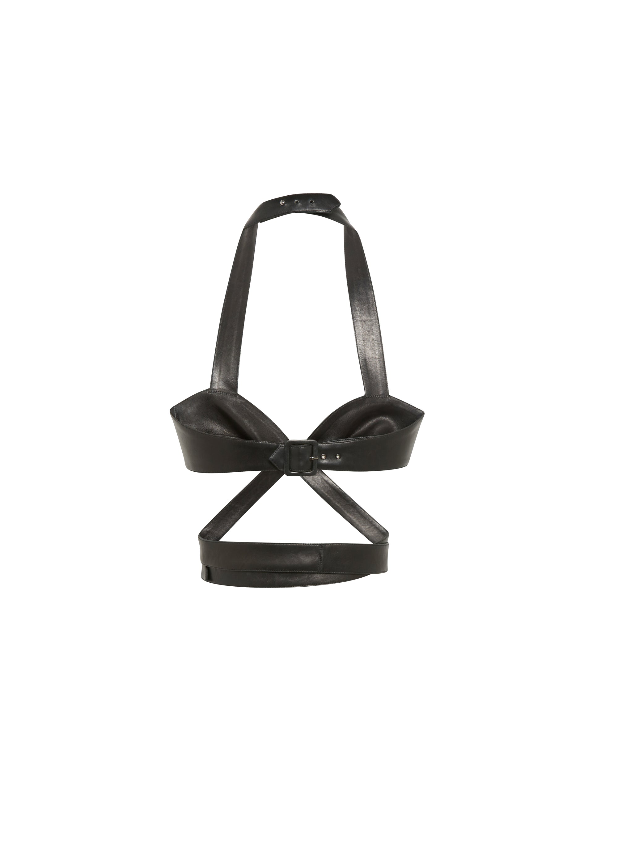 Soutien-gorge à fermeture par boucle en cuir - Noir