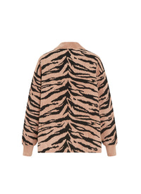 Knitted Zebra jumper - Black & Nude