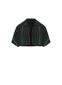 Short-sleeved cardigan Knitted kimono - Black & Green