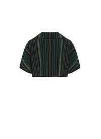 Short-sleeved cardigan Knitted kimono - Black & Green