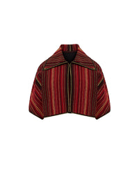 Short Sleeve Kimono Knitted Cardigan - Black & Red