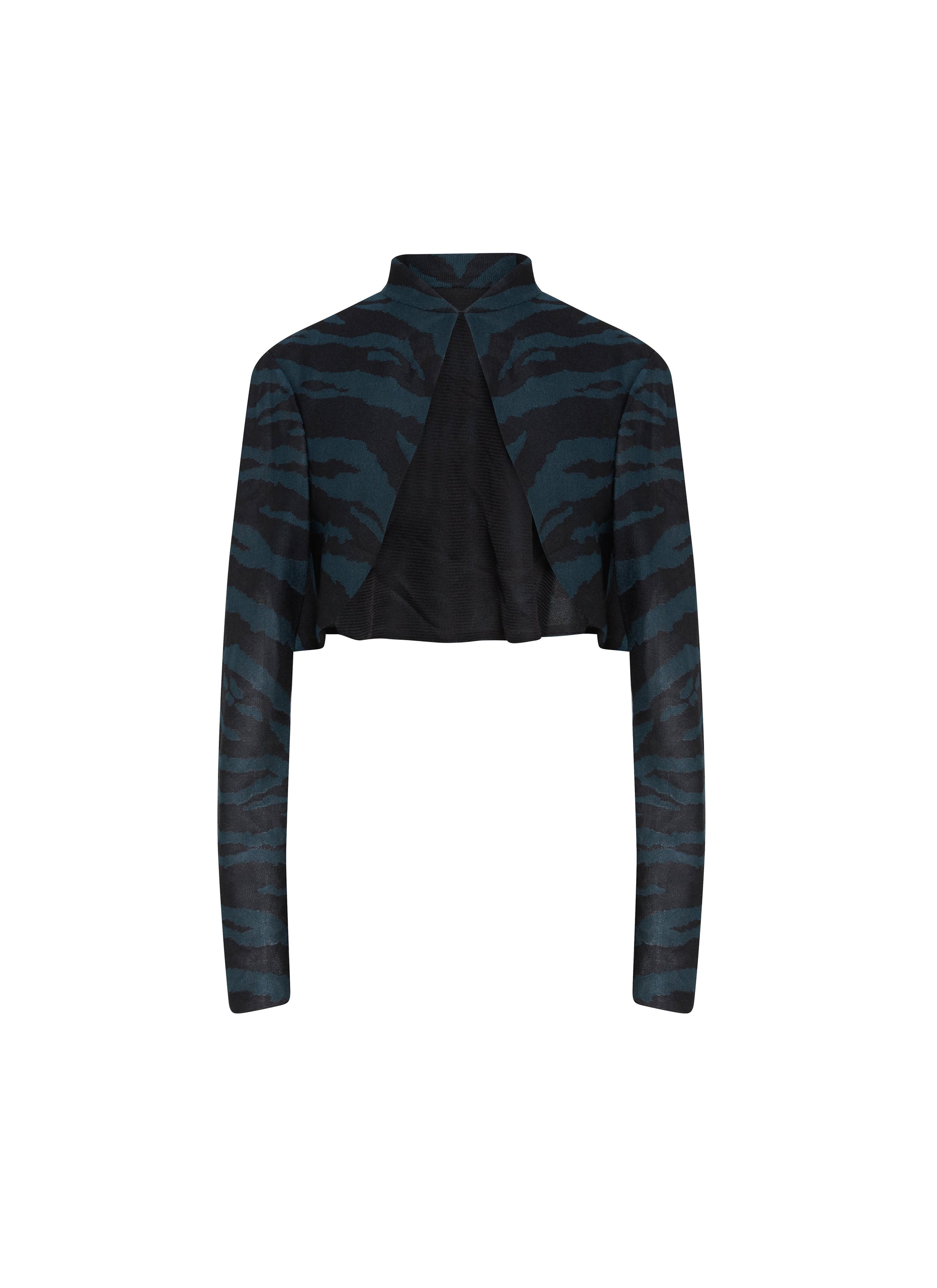Cardigan à manches longues Zebra en soie - Noir & Vert