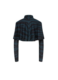 Cardigan à manches longues Zebra en soie - Noir & Vert