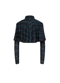 Cardigan à manches longues Zebra en soie - Noir & Vert