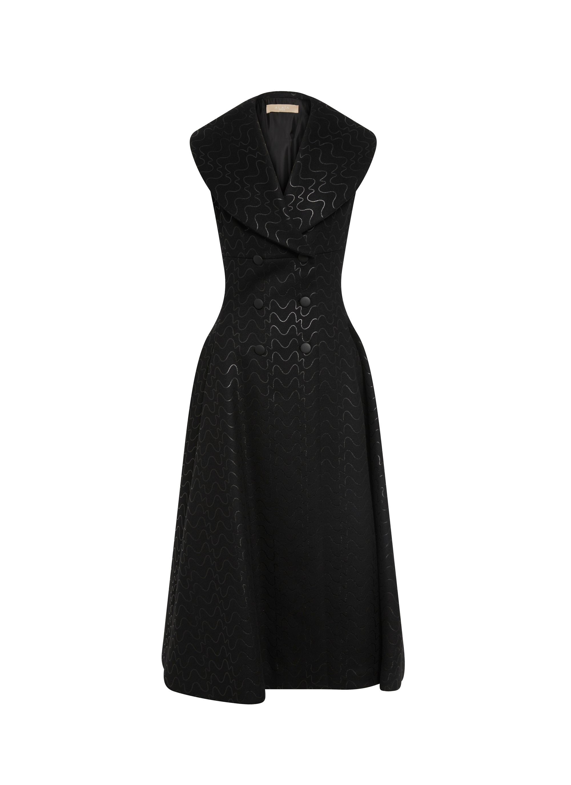 Sleeveless coat in wool - Black & Black