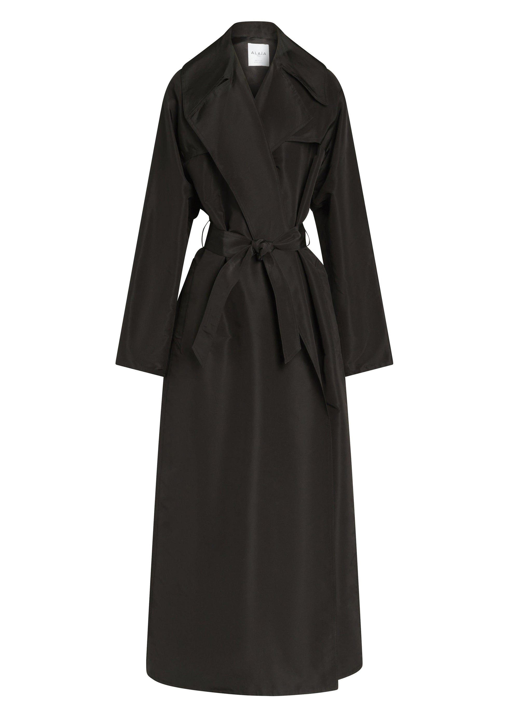 Silk faille trench coat - Black