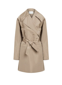 Oversized silk trench coat - Sand