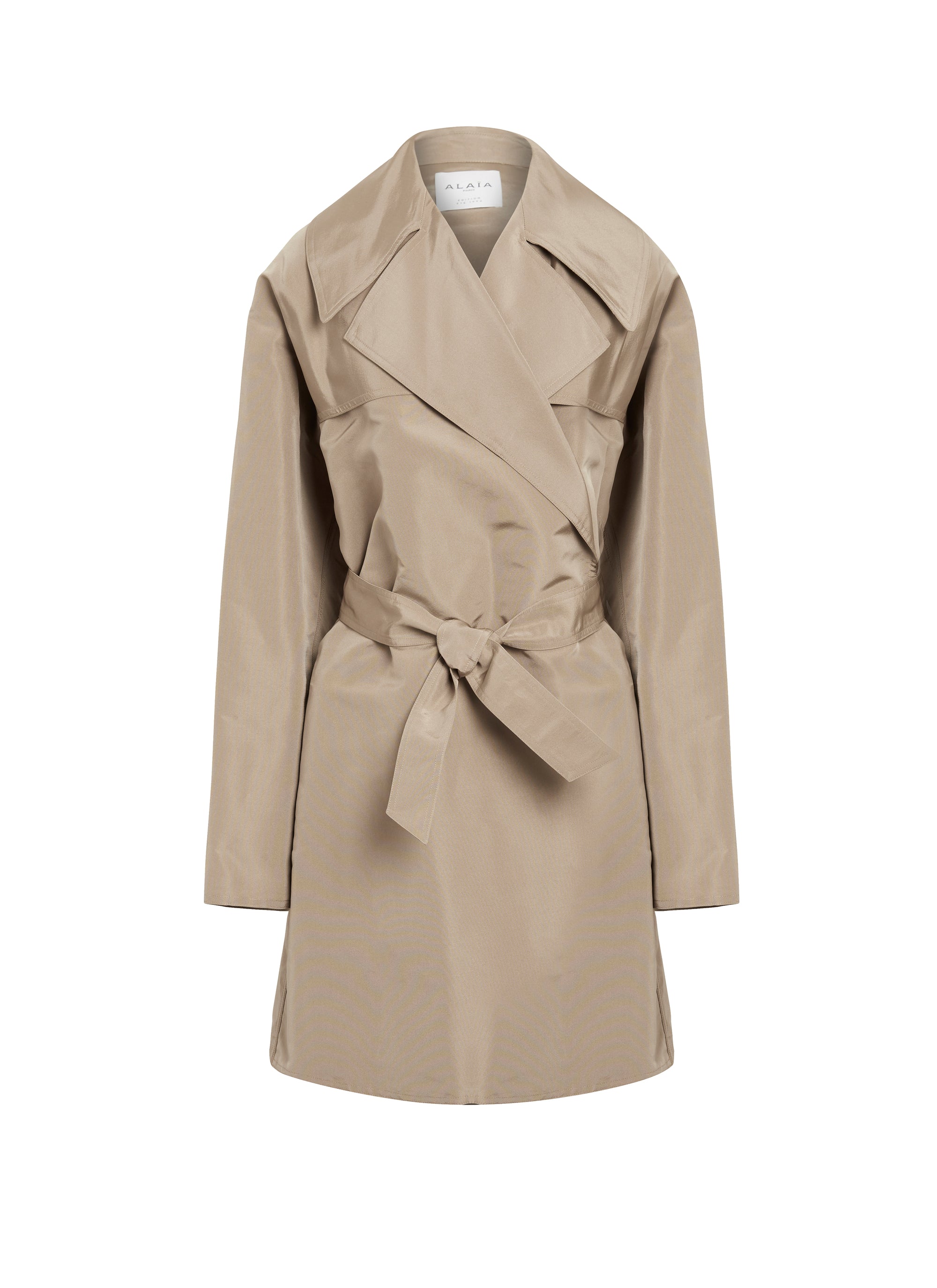 Oversized silk trench coat - Sand
