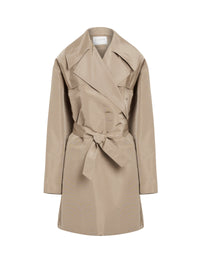 Oversized silk trench coat - Sand