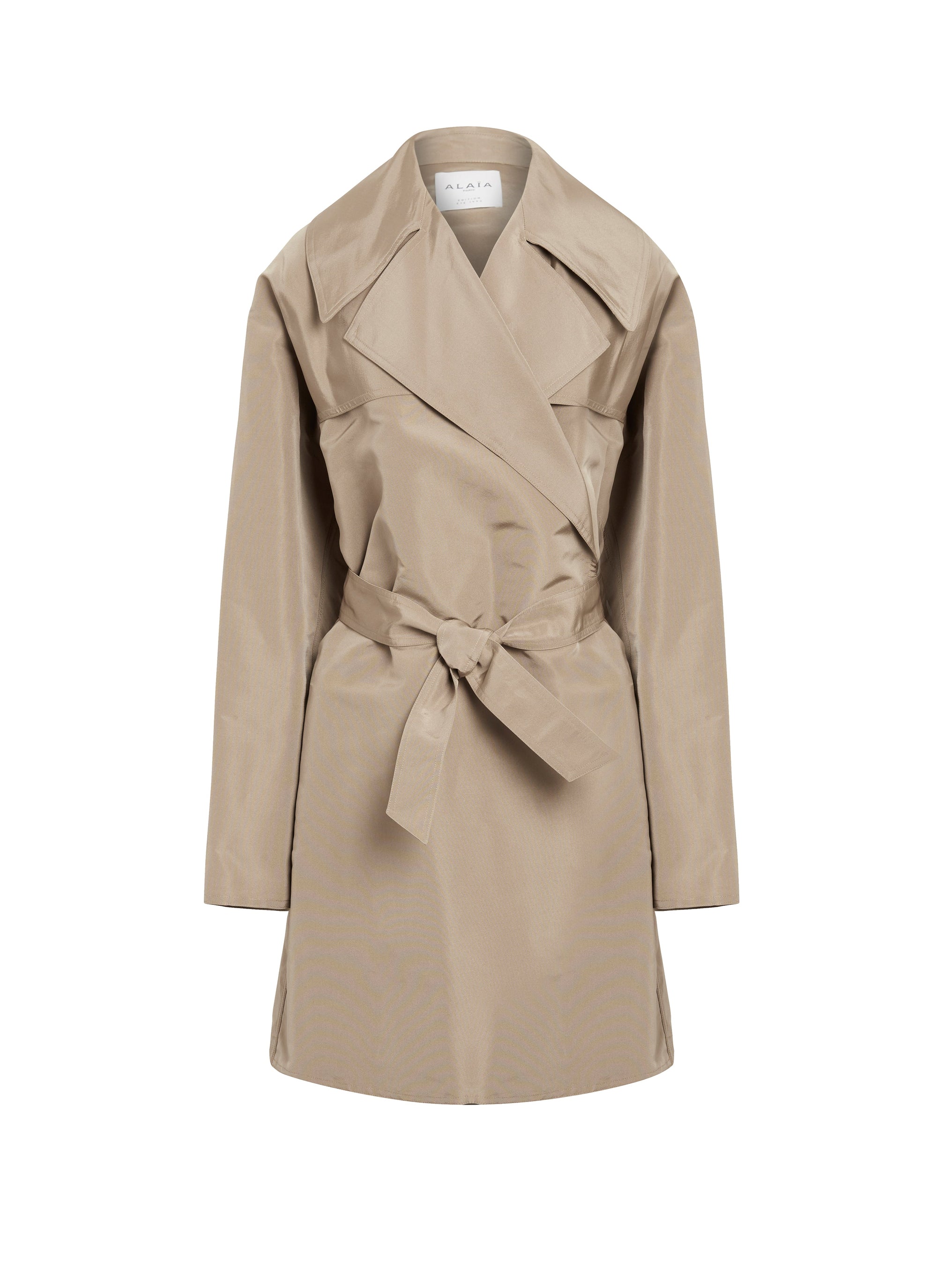 Oversized silk trench coat - Sand