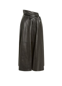 Jupe à empiècements en cuir - Noir