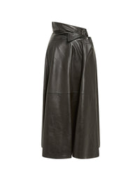 Skirt with leather inserts - Black intense