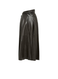 Skirt with leather inserts - Black intense