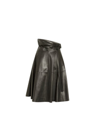 Fitted leather skirt - Black