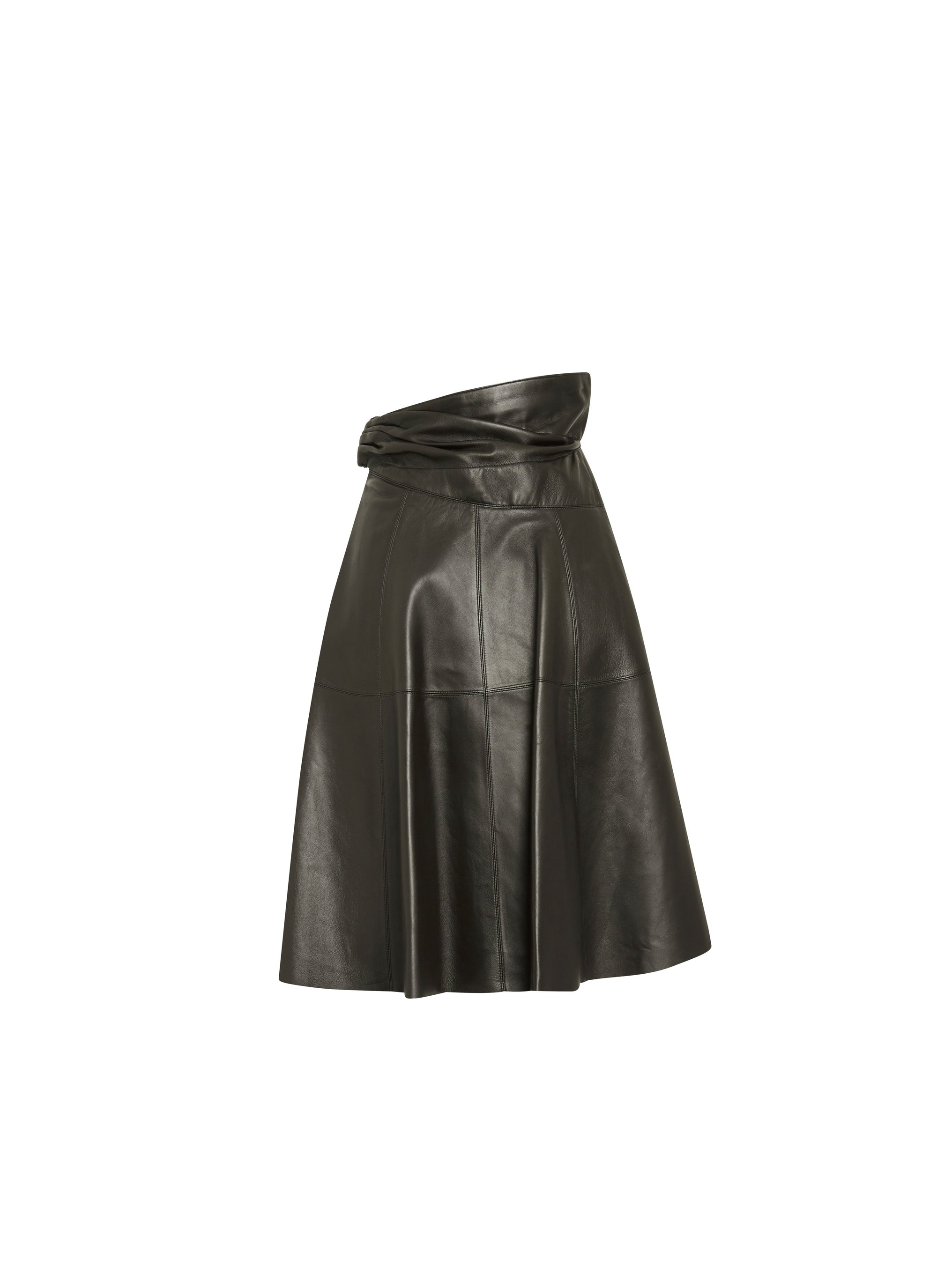 Jupe cintrée en cuir - Noir