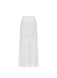Plain sheer long skirt bottom - White