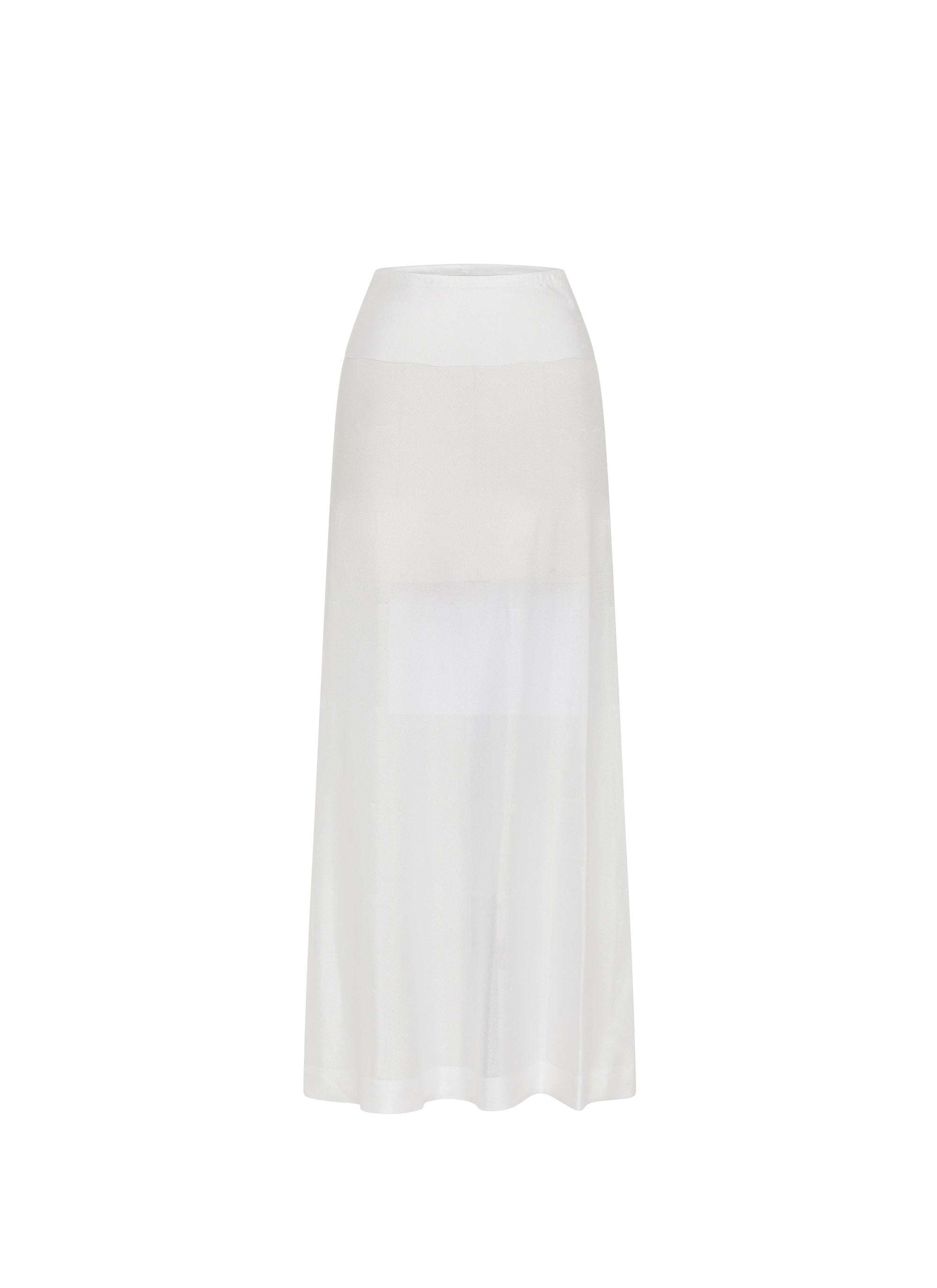 Plain sheer long skirt bottom - White