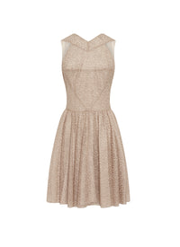 Sleeveless embroidered dress - Nude