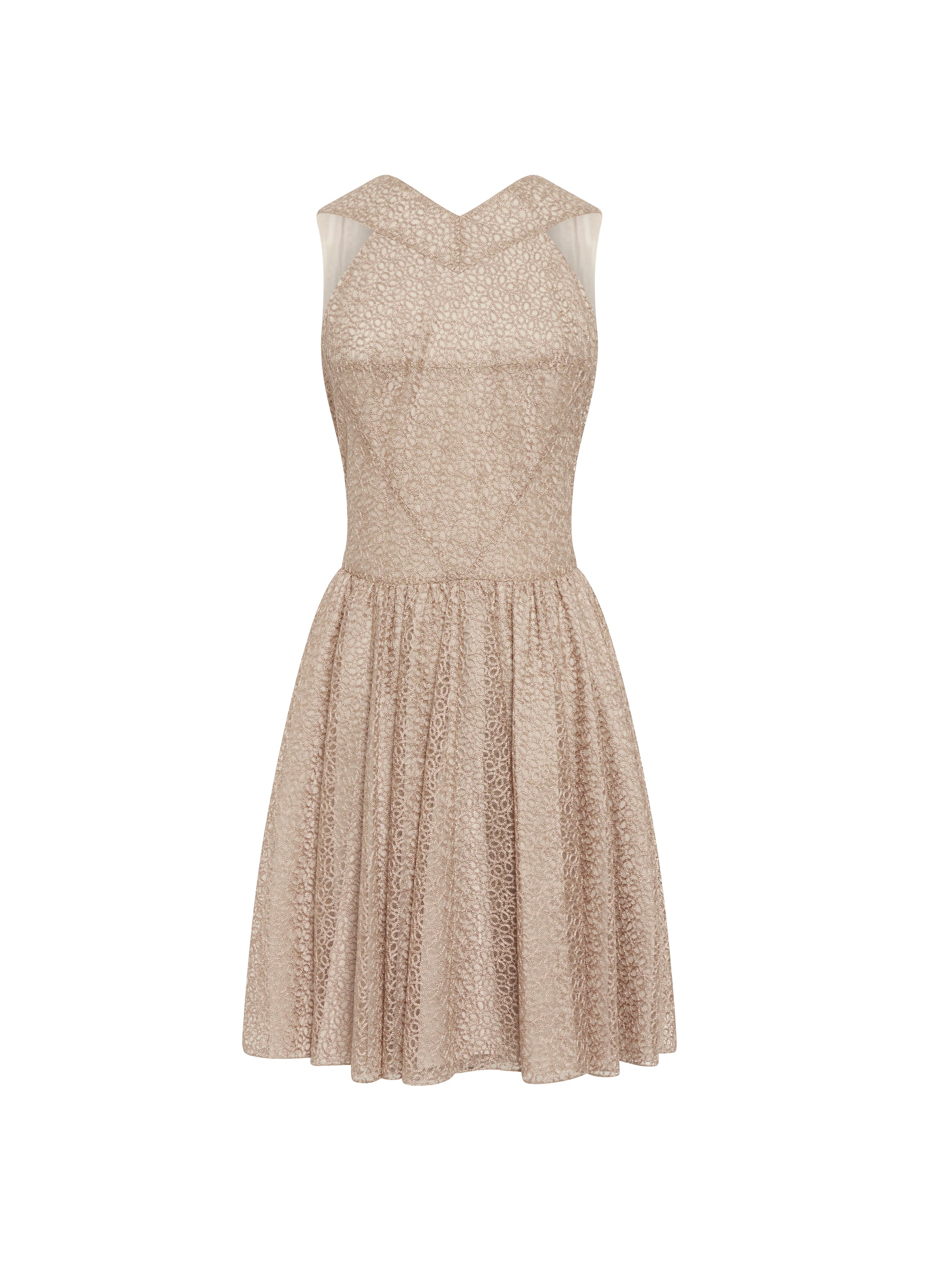 Sleeveless embroidered dress - Nude