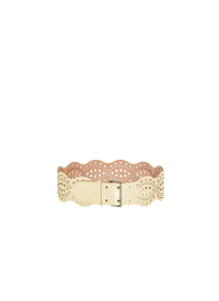 Perforated leather belt - Gold