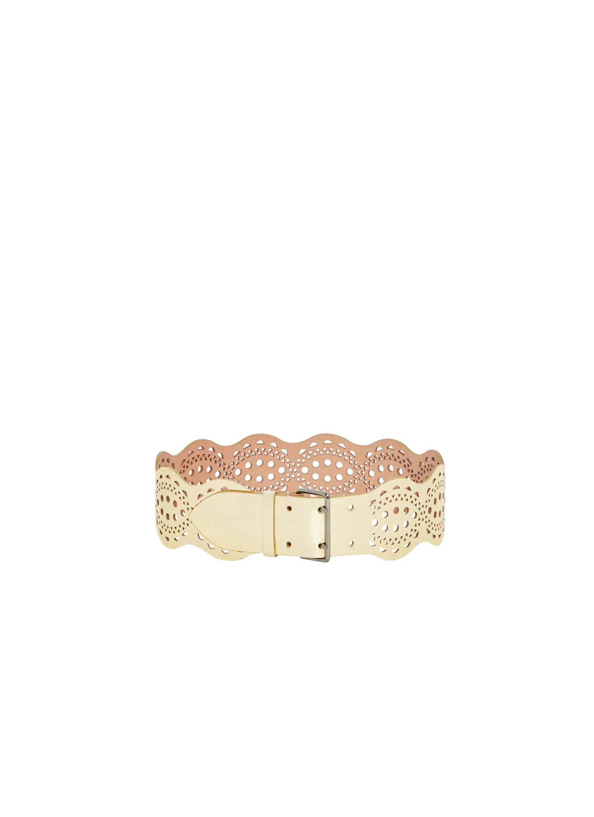 Perforated leather belt - Gold