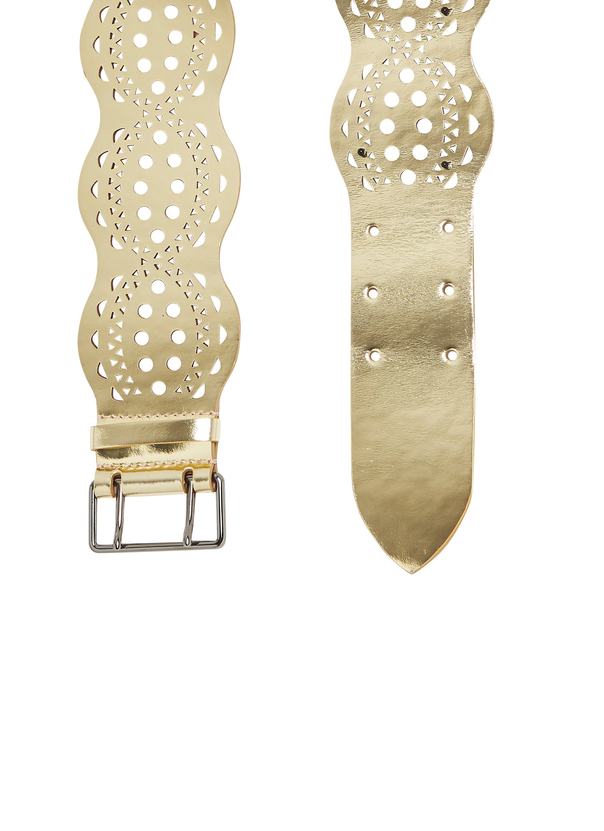 Perforated leather belt - Gold