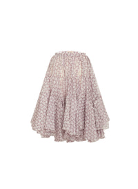 Organza skirt with silk rings - White & Bordeaux