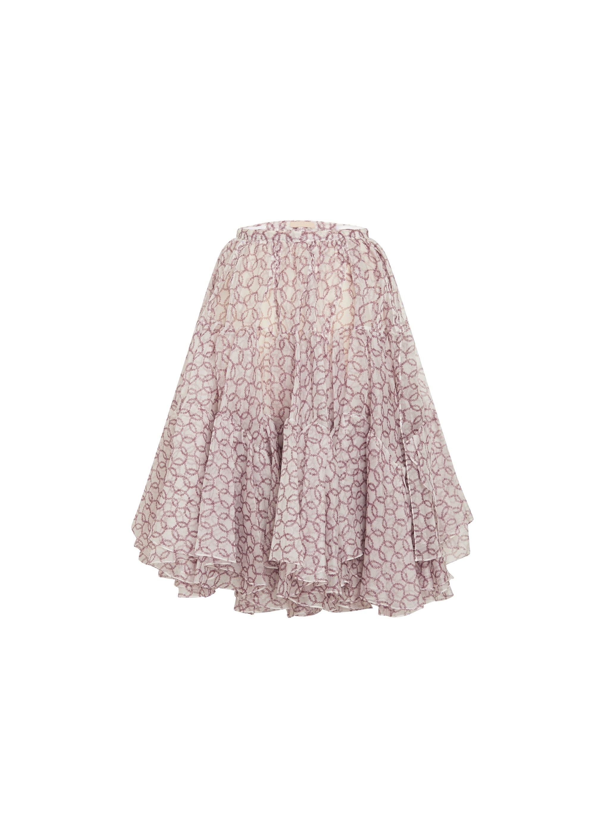 Organza skirt with silk rings - White & Bordeaux