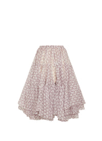 Organza skirt with silk rings - White & Bordeaux