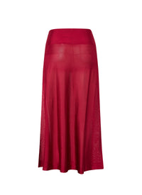 Fond de jupe longue en maille unie transparente - Magenta