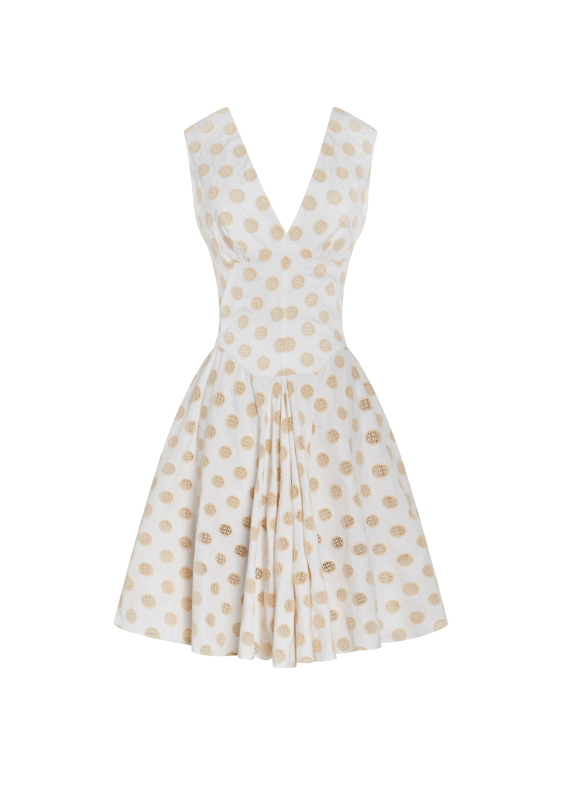 Sleeved embroidered dress - White & Vanilla