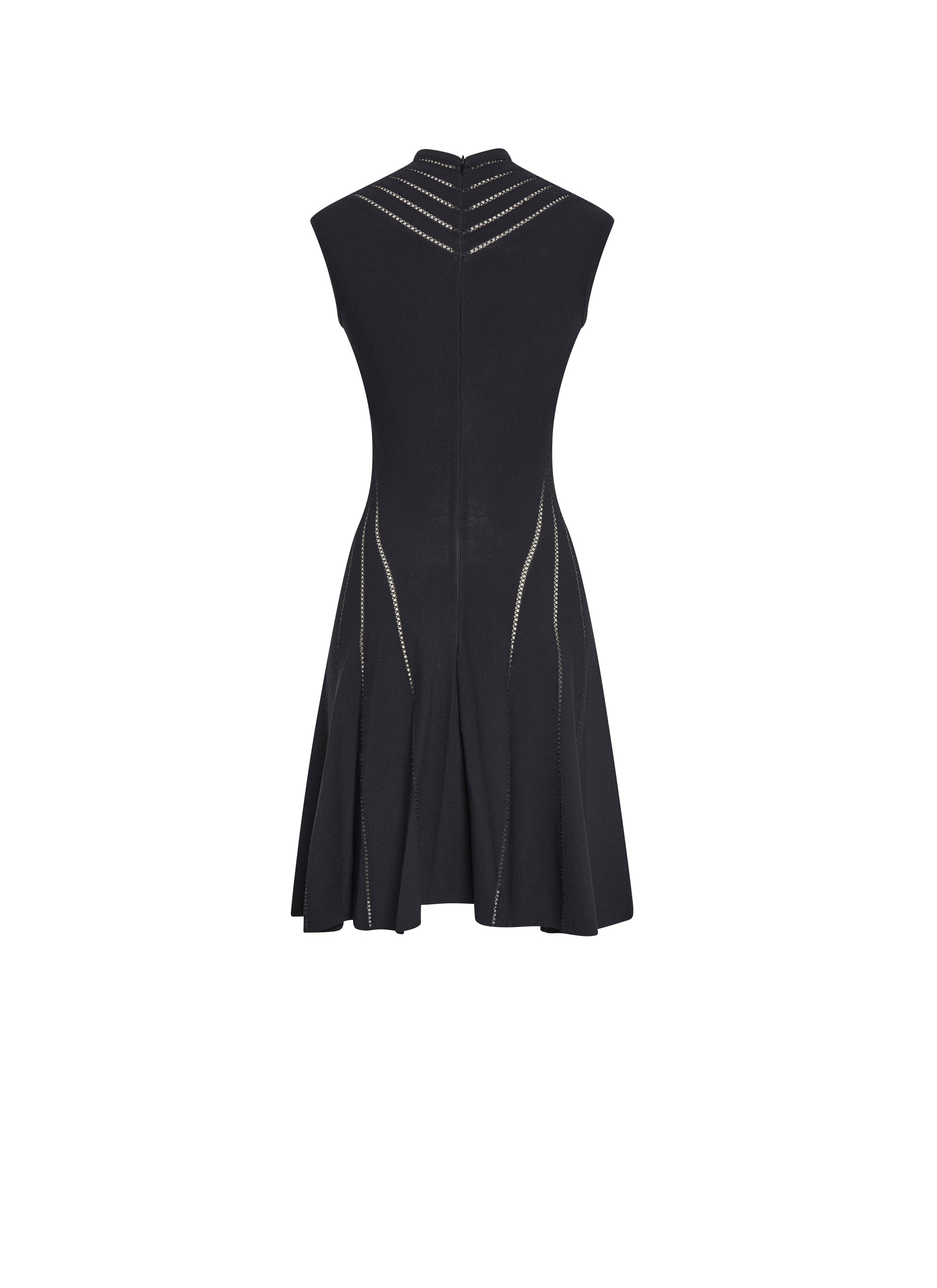 Flared dress with thin openwork stripes - Black intense
