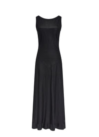 Robe longue sans manches à ourlet ajouré - Noir