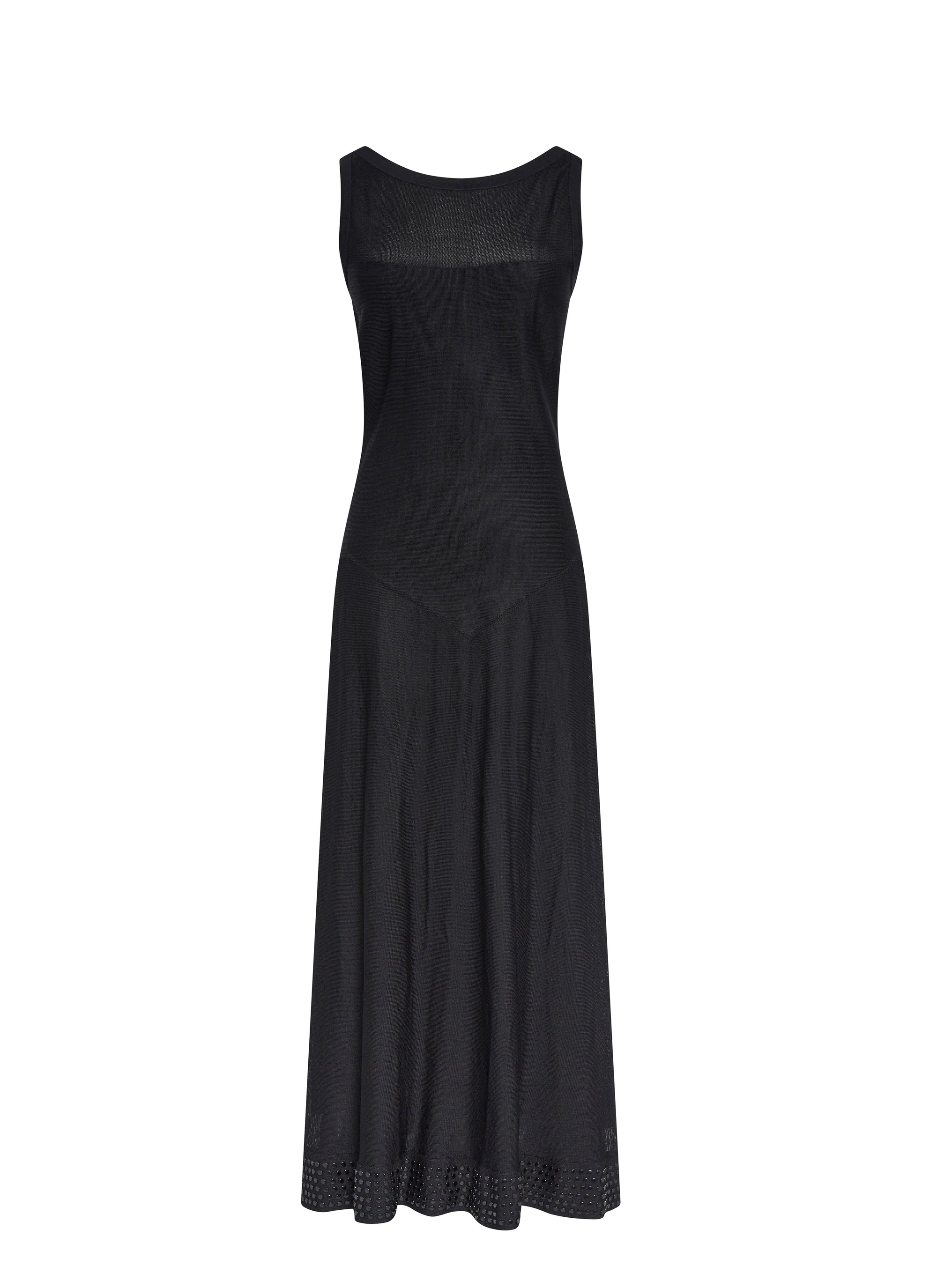 Robe longue sans manches à ourlet ajouré - Noir