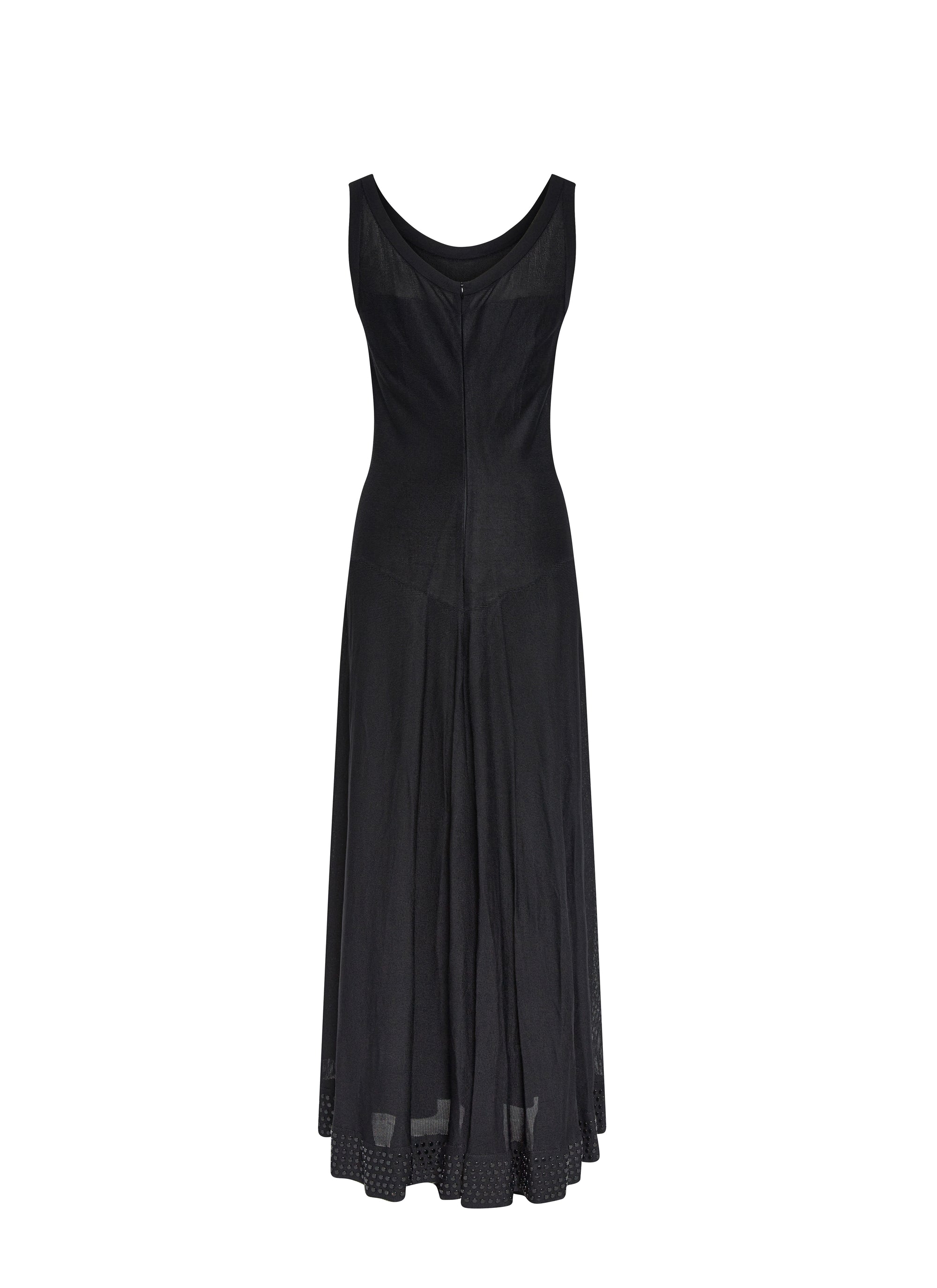 Robe longue sans manches à ourlet ajouré - Noir